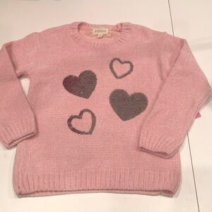 btween Pink Chenille Sweater with Sequin Heart Accents Girls 8 NEW with tag NWT